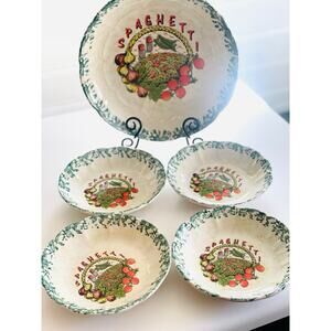 Vintage Himark Spaghetti 5-Piece Pasta Bowl Set Made in Italy